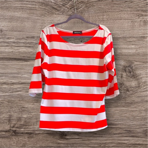 Allegra K Tops - Allegra K Red and White Striped Long Sleeve Top